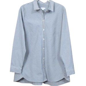 J. Jill Gray & White Striped Tunic Shirt M